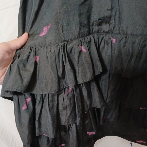 LIKE New Mariella burani AMULETI ITALIAN MADE TIERED RUFFLE SKIRT HAT EMBROIDER - Picture 4 of 5